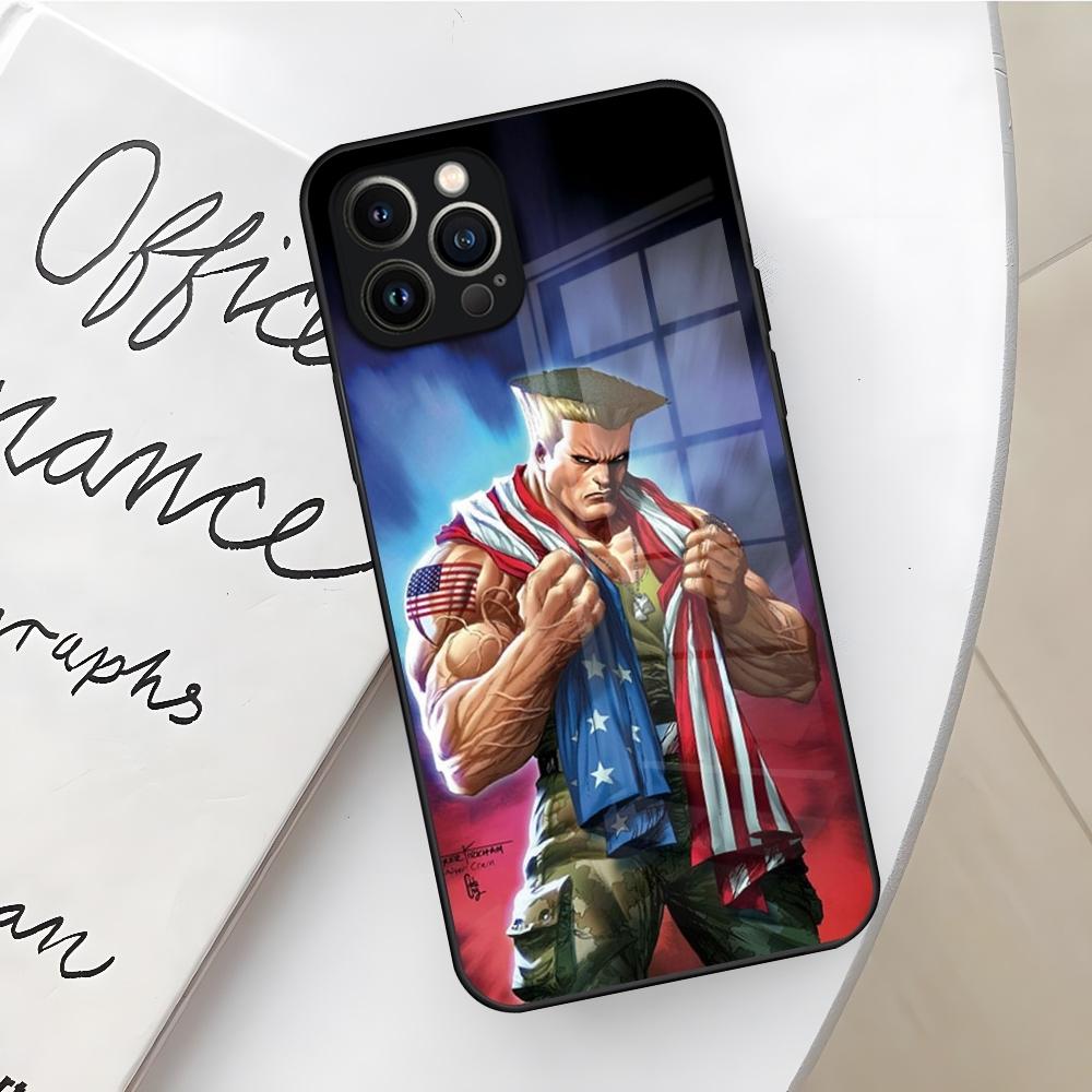 Игровой чехол для телефона S-Street F-Fighter для Iphone 16 15 14 12 11 13 Pro Max Mini X Xr Xs Se 8 Puls Стеклянная крышка