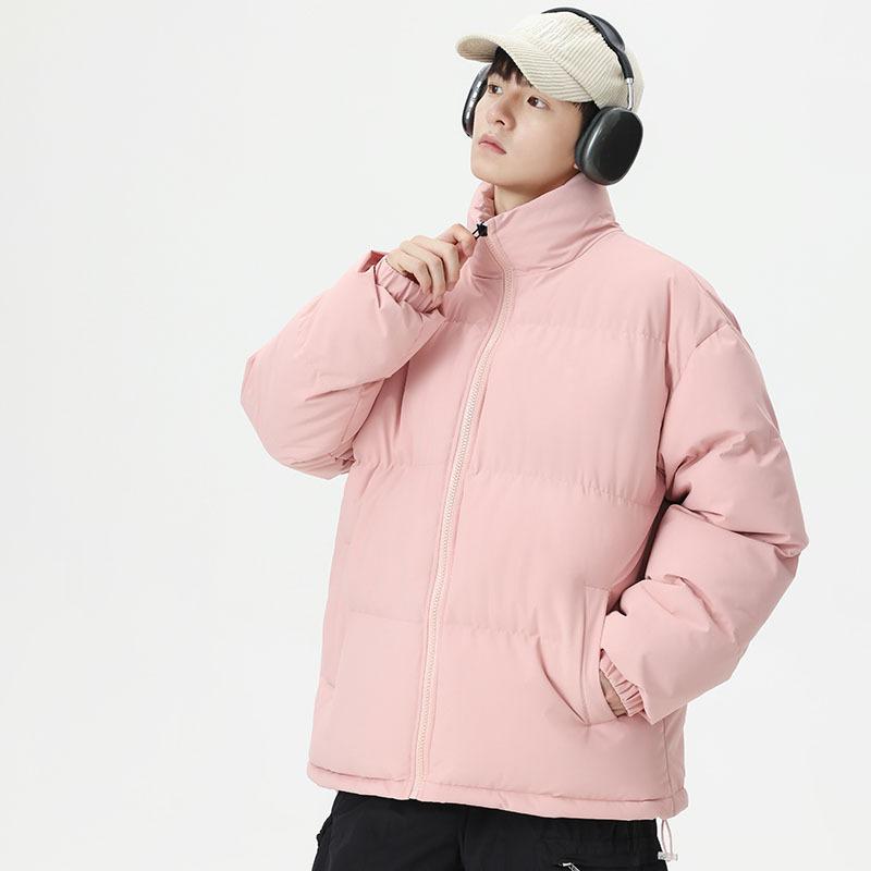 Зимняя куртка с воротником-стойкой на хлопковой подкладке для мужчин и женщин, новая одежда для пар, теплая одежда, утолщенная хлопковая куртка на пуху.