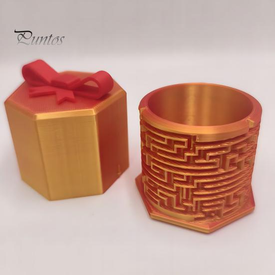 Загадочная коробка для хранения, 3D-печатная коробка-головоломка с лабиринтом, Интерактивная рождественская тема, Оригинальная подарочная упаковка, Шестиугольное украшение для хранения ювелирных изделий и наличных