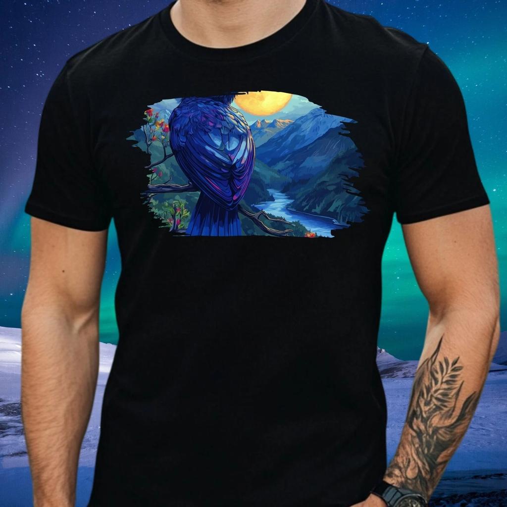 T-Shirt Herren Takahe Vogel bei Vollmond Motiv Baumwolle Größe XS bis 5XL