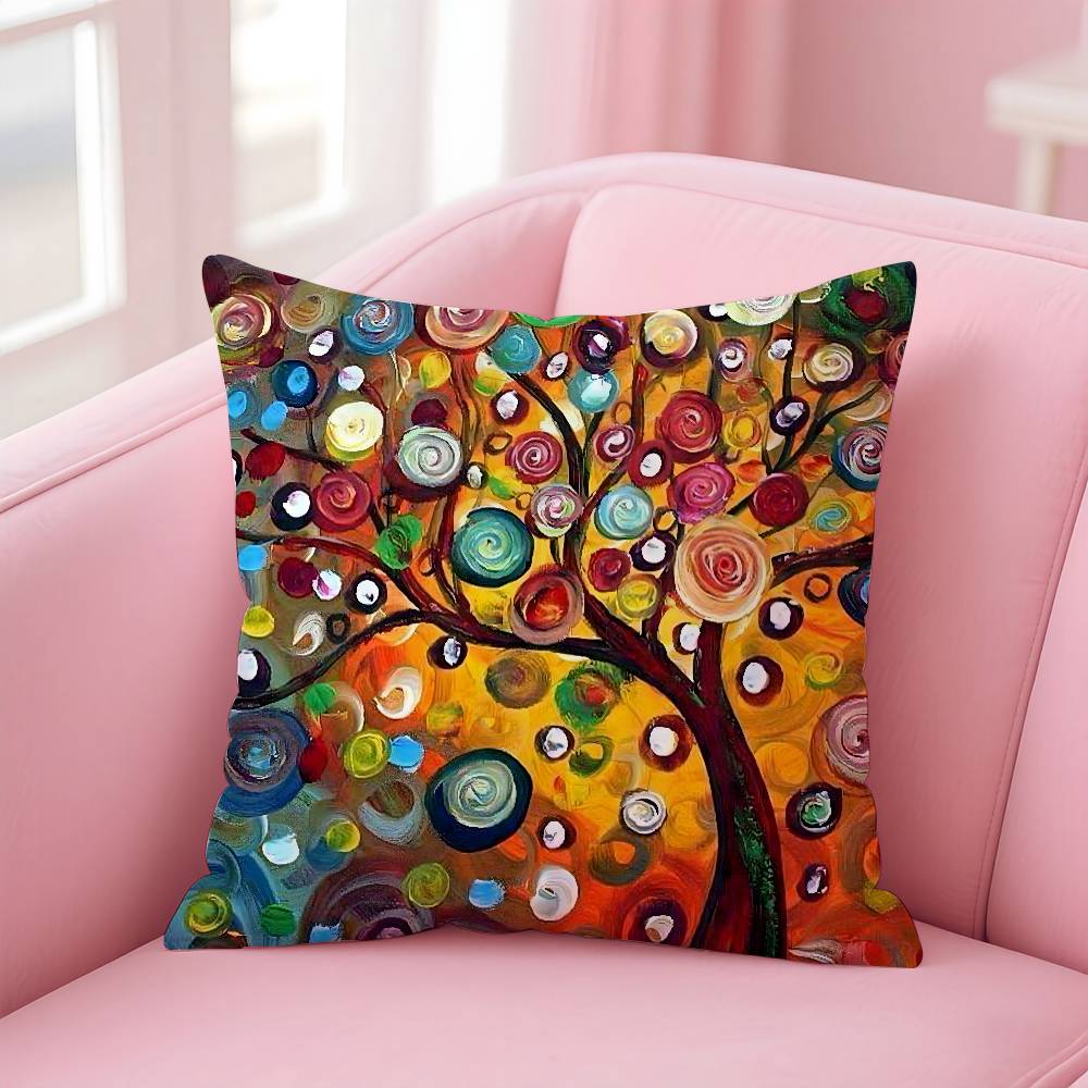Colored Tree Pillow Case Pattern Printing Pillowcase Living Room Sofa Cushion Cover Bedroom Room Decor