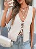 Women's Tie Front Ribbed Knit Sweater Vest Sleeveless Y2K Summer Tank Top