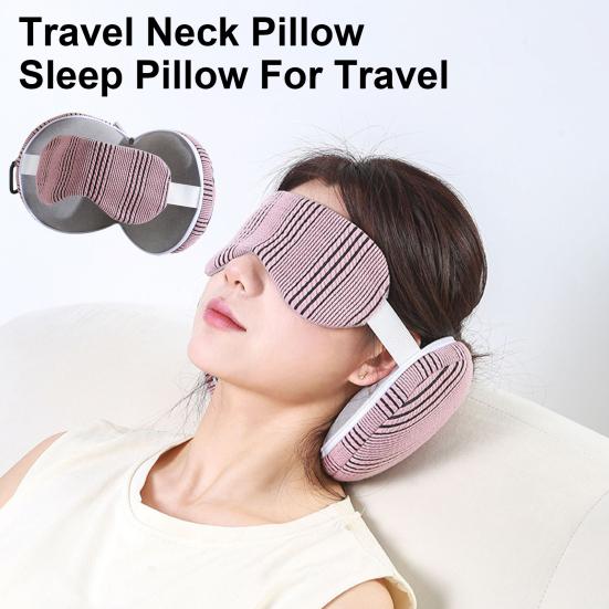 Подушка для шеи 2-в-1, дорожная подушка для шеи с маской для глаз, портативная подушка для поддержки шеи на молнии, снижает нагрузку на шею во время автомобильных поездок и длительных перелетов