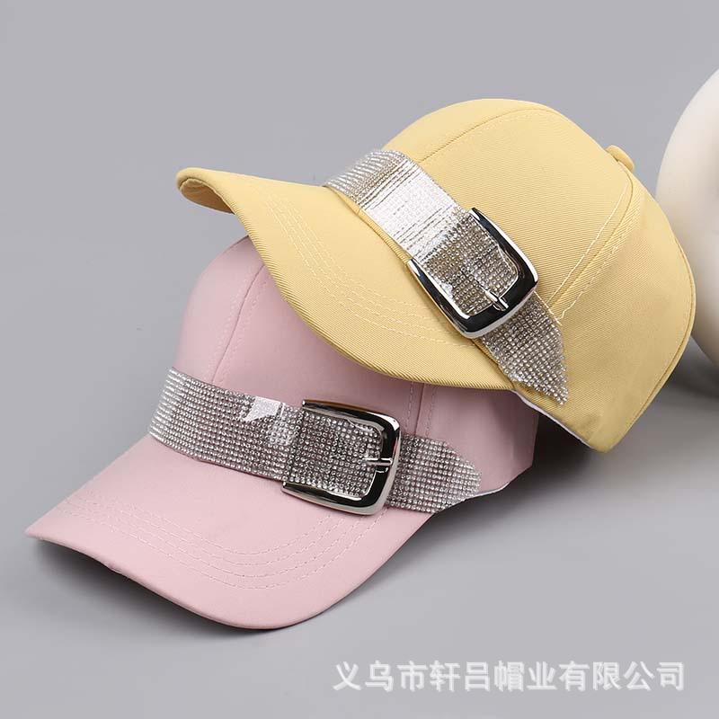 Youth fashion buckle with rhinestone cap women's spring summer outdoor shopping leisure sunshade sunscreen baseball cap