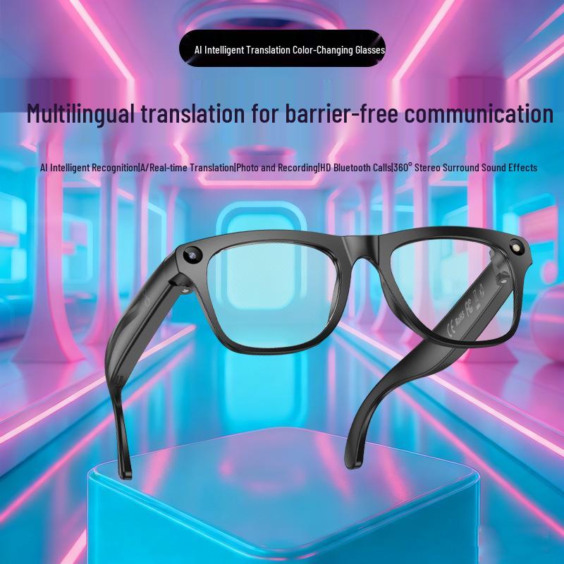 AI Smart Glasses with Photochromic Lenses - Multifunctional: Music, Call, Translation, and Photo Recording (Model M65)