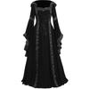 Women's Vintage Floor Length Gothic Cosplay Dress Women Fall Winter Gothic Retro Floral Print Ball  Gowns Dress