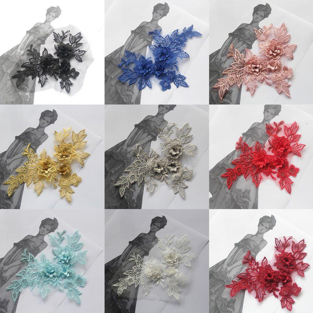 Аксессуары для платья Ручное шитье своими руками Ремесло 3D Цветочное кружево Аппликация Вышивка на воротнике