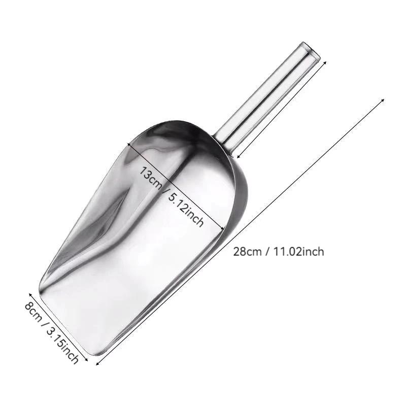Stainless Steel Ice Shovel Coffee Beans Ice Cube Scoop Bar Ice Scraper Flour Nut Spoon Grain Dry Goods Shovel Kitchen Utensils
