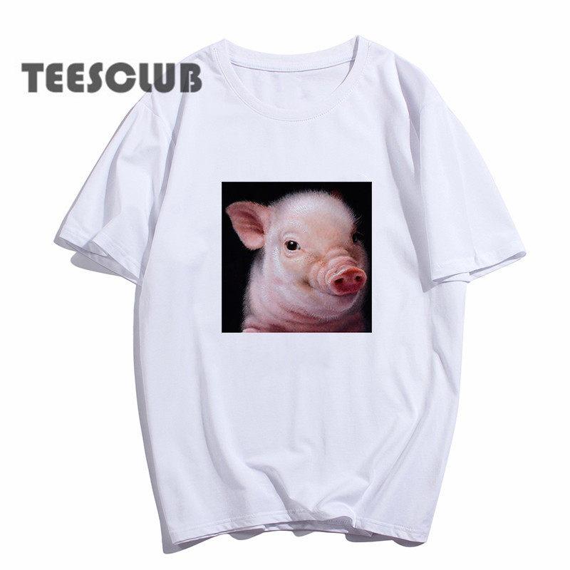 Cute Little Fragrant Pig Unisex T Shirt Summer Personalized Pig Print Childrens and Adult Fashionable Casual Style Tshirt