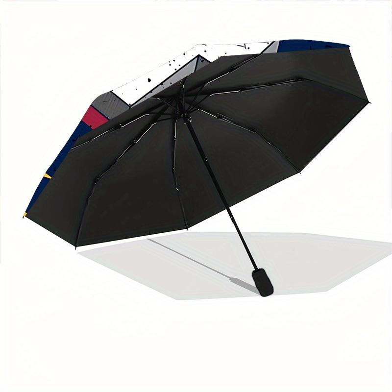 1pc Space Invaders Automatic Folding Umbrella, 8-Rib Sturdy Canopy, Portable Travel Umbrella for Outdoor Use
