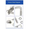1/2sets M8 M10 M12 304 Stainless Steel Square Clamp Right Angle U Screw Nuts Plate Baffles U Bolt Set