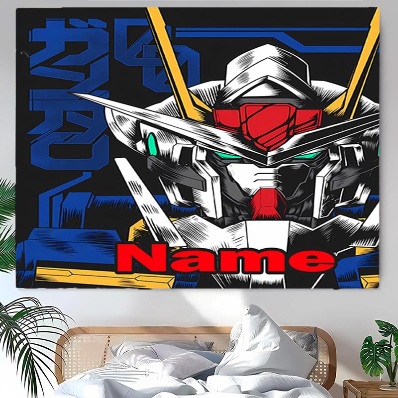 Personalized Mobile Suit Gundam Background Tapestry,Custom Name Birthday Party,Multifunctional Wall Decoration for Home Decor,Various Occasions