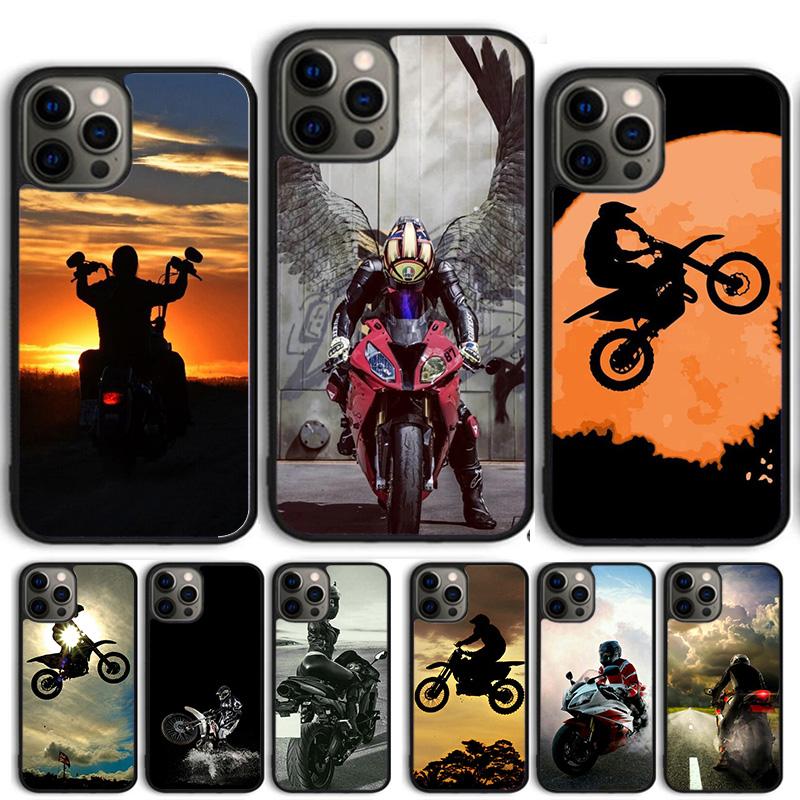 Moto Cross Motorcycle Sports Phone Case For iPhone 17 Air 13 12 Cover For Apple 14 15 16 Pro Max Plus