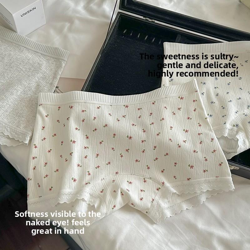 Женское Весенне-Осеннее Цветочное Белье из Чистого Хлопка, Дышащее, Без Следов, Не Закатывается, Защита от Света, Плоский Угол