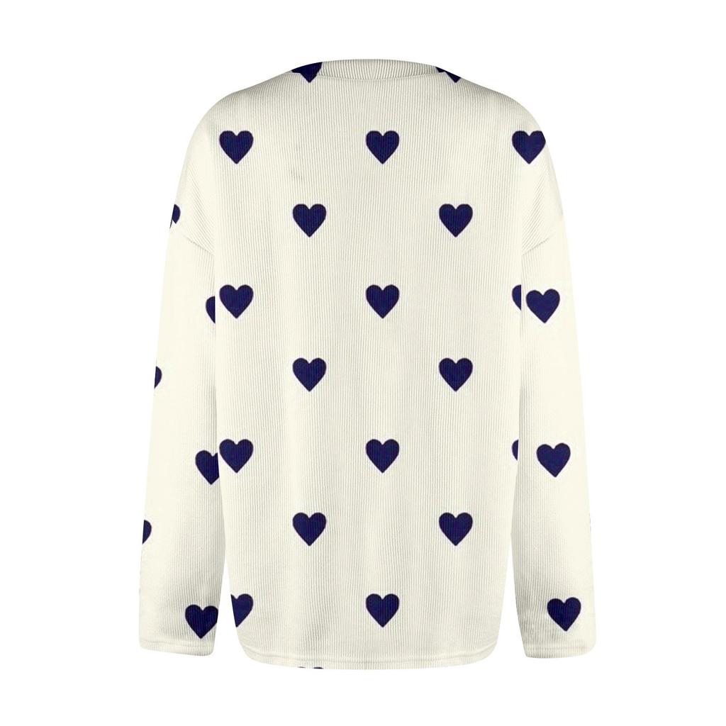 Женская модная принтованная ко Дню святого Валентина трикотажная куртка-кардиган с длинными рукавами на пуговицах