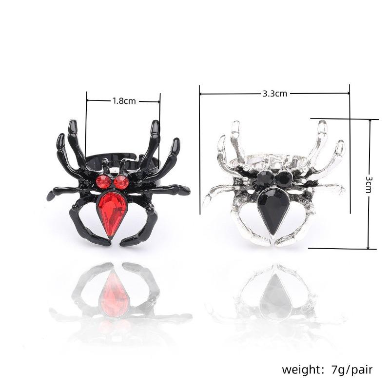 BLINGBAY Women's Vintage Gothic Spider Ring Black Gemstone Statement Adjustable Finger Jewelry for Halloween Party