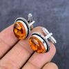 Запонки ручной работы из серебра 925 пробы с балтийским янтарем и драгоценными камнями h1y13