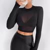 Women's Summer Crew Neck Long Sleeve Slim-fit Short Top