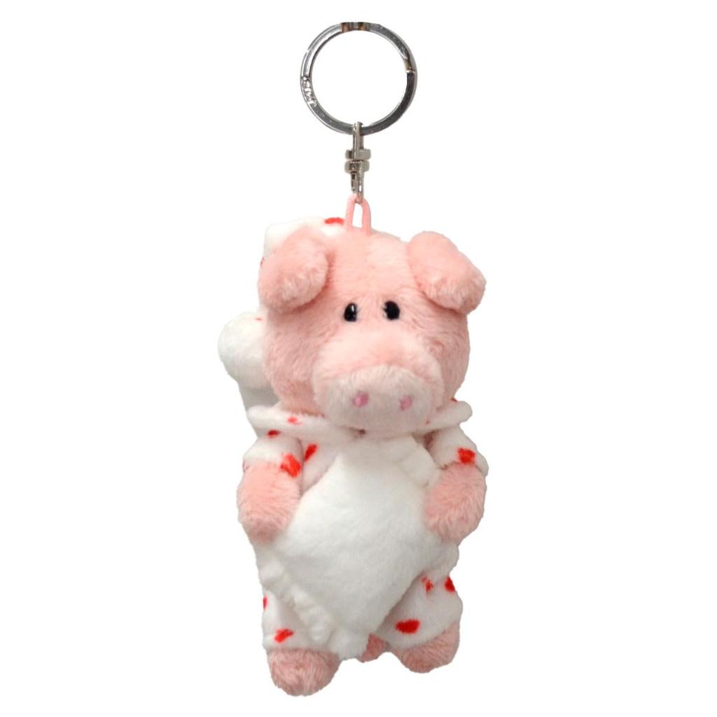 Niki Pink Pig Heart Pajama Keychain, 10cm, Kids