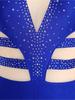 Womens Dance Jumpsuit Sheer Mesh Inserts Long Sleeve Style Keyhole Back Detail Sparkling Rhinestones Bodysuit