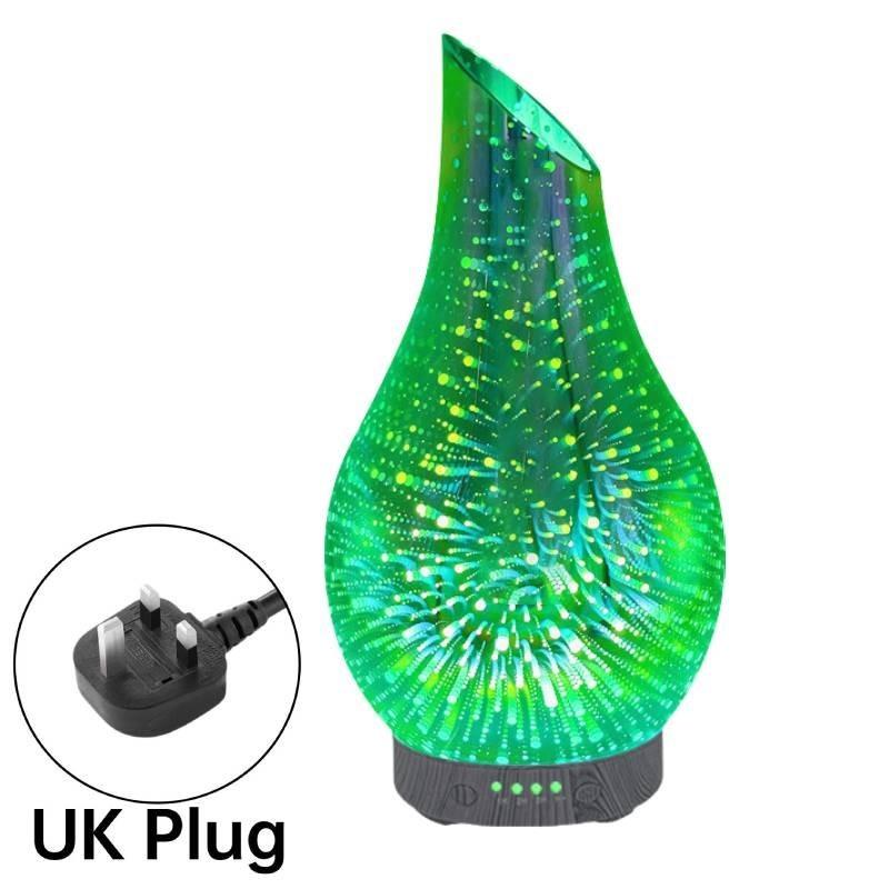 Креативный 3D Стеклянный Ультразвуковой Увлажнитель Холодного Пара с Текстурой Дерева для Дома 7 Цветов Ночник Диффузор Эфирных Масел Форма Вазы