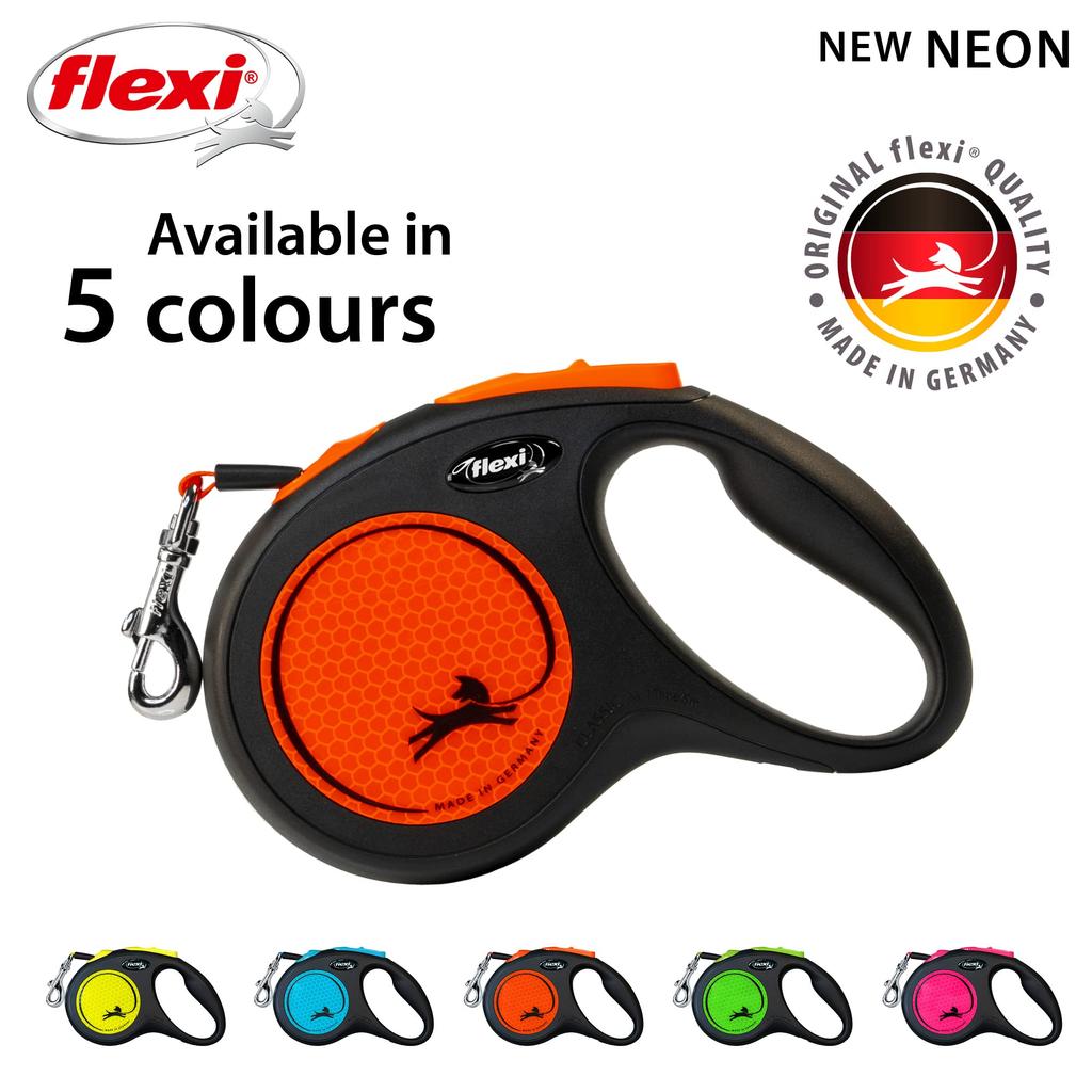 Flexi New Neon Tape, Medium, 5m, Orange [Dog Lead]