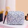 Women's Quilted Makeup Bag Floral Cosmetic Bag Beauty Travel Toiletry Bag Organizer Cotton Makeup Brushes Storage Case