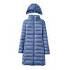 Women Winter Down Coat Hooded Padded Solid Color Mid Length Slim Fit Plus Size Long Sleeves Zipper Closure Windproof Warm Jacket