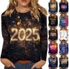 Women's Autumn And Winter Round Neck Long Sleeve T-Shirt Printed Top