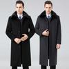 Lapel Men's Middle-aged and Elderly Knee-length Extended Wool Woolen Coat Removable Down Jacket Lining Real Fur Collar Coat