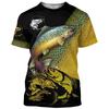 Summer Carp Fishing Print T-shirts For Men Outdoor Catfish Printing Loose Short Sleeve Quick Drying  Casual Street Top