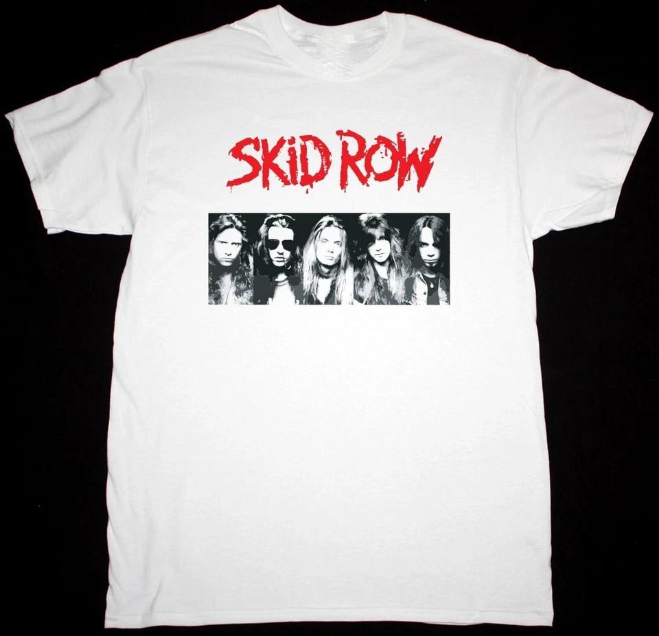 Винтажная ФОТОГРАФИЯ ГРУППЫ SKID ROW Хлопок Белый Унисекс S-5XL Футболка ГОРЯЧАЯ НОВАЯ Унисекс Футболка
