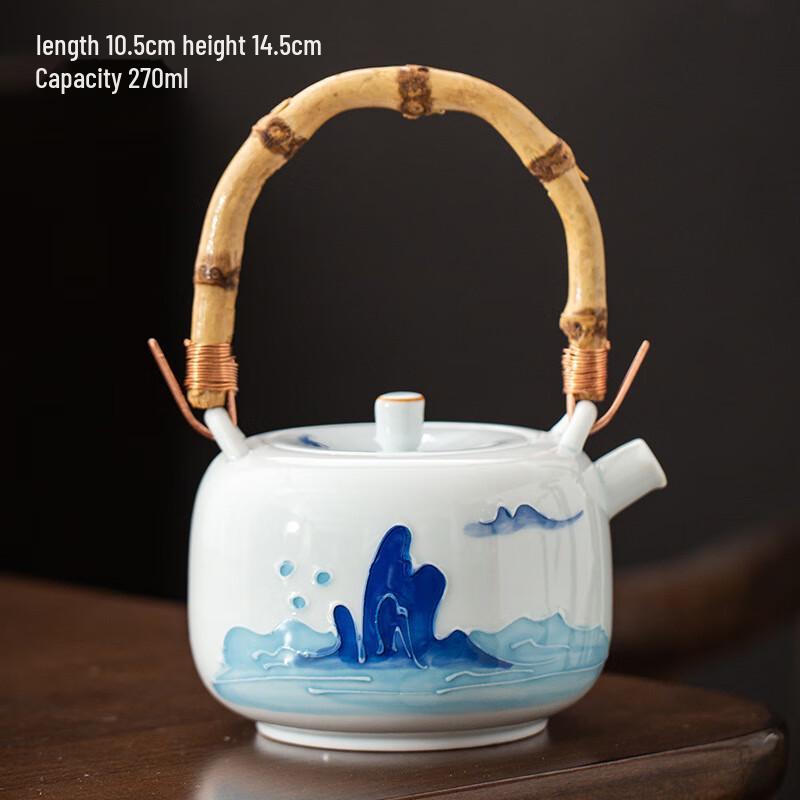 Shangqi Beam Handle Ceramic Teapot & Gongfu Tea Set