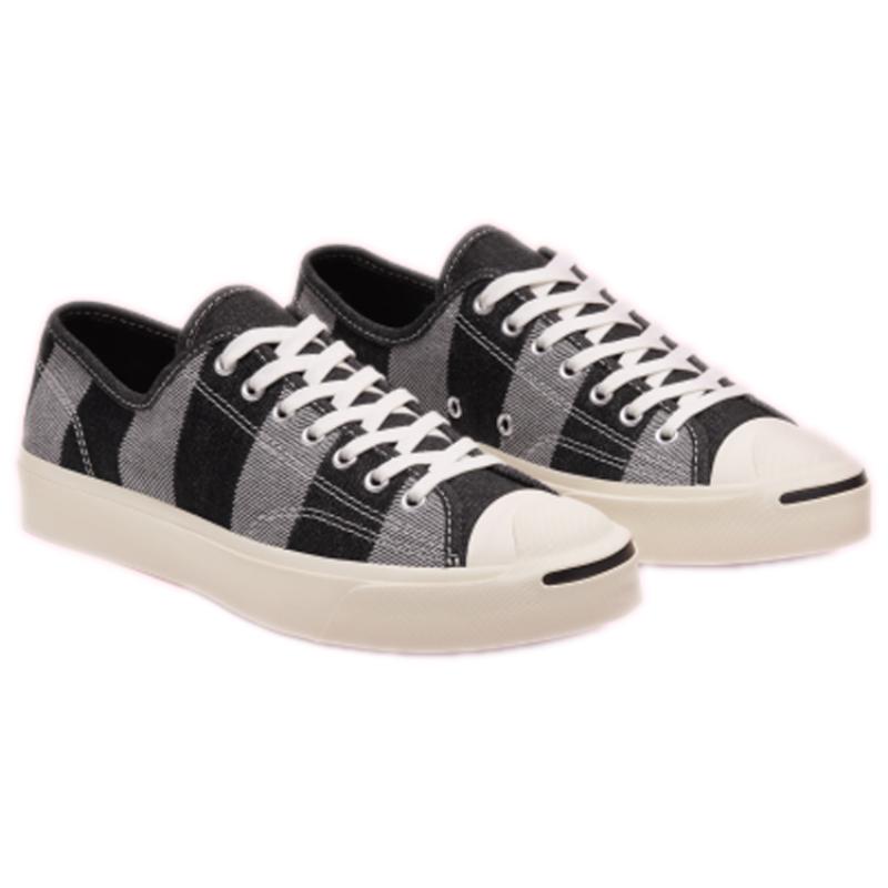 Converse Кеды Jack Purcell Open Smile в полоску, простые, универсальные, низкие, из парусины, унисекс, черно-серые