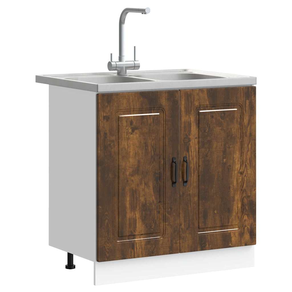 Kalmar Kitchen Cabinet with Storage 2 pcs Brown 80 x 46 x 81.5 cm