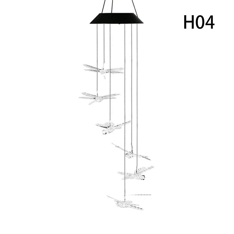 Solar Lights Outdoor Butterfly Dragonfly Hummingbird Wind Chimes Color Changing Waterproof Solar Powered Led Wind String Lights Hanging Lights