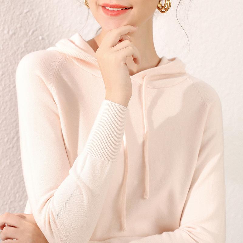 Свитер с капюшоном, женский шерстяной вязаный свитер, офисная женская корейская модная элегантная повседневная зимняя одежда большого размера