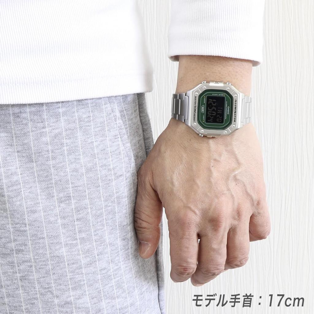 CASIO Metal Standard Digital Watch Silver Green Waterproof Square Watch W-218HD-3A Men's