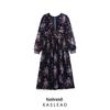 2025 Spring Women's Fashion: European & American Style Loose Chiffon Printed Pleated Dress
