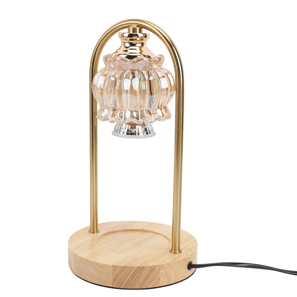 Лампа-нагреватель для свечей Стеклянная Диммируемая Электрическая Плавкаяшка для ароматического воска с 2 лампочками по 50 Вт Деревянная основа для домашнего декора Новоселье