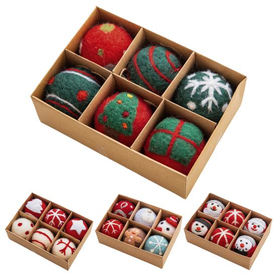 6 шт. Рождественские шары из шерстяного фетра, подвесные шары, диаметр 5 см, фетровые сферы