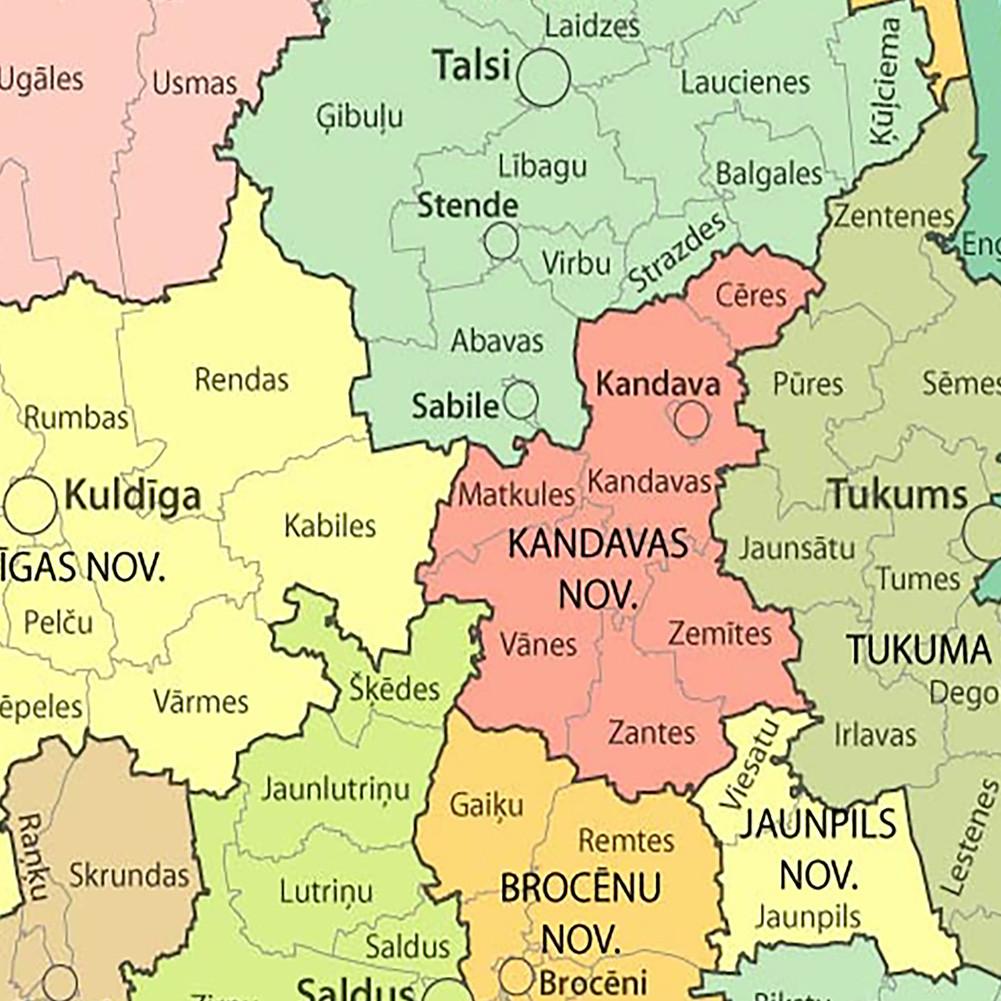 Латвия-Латвия Карта-Административная карта Декоративная картинка для путешествий, Учебное пособие, Фон для фотосессии