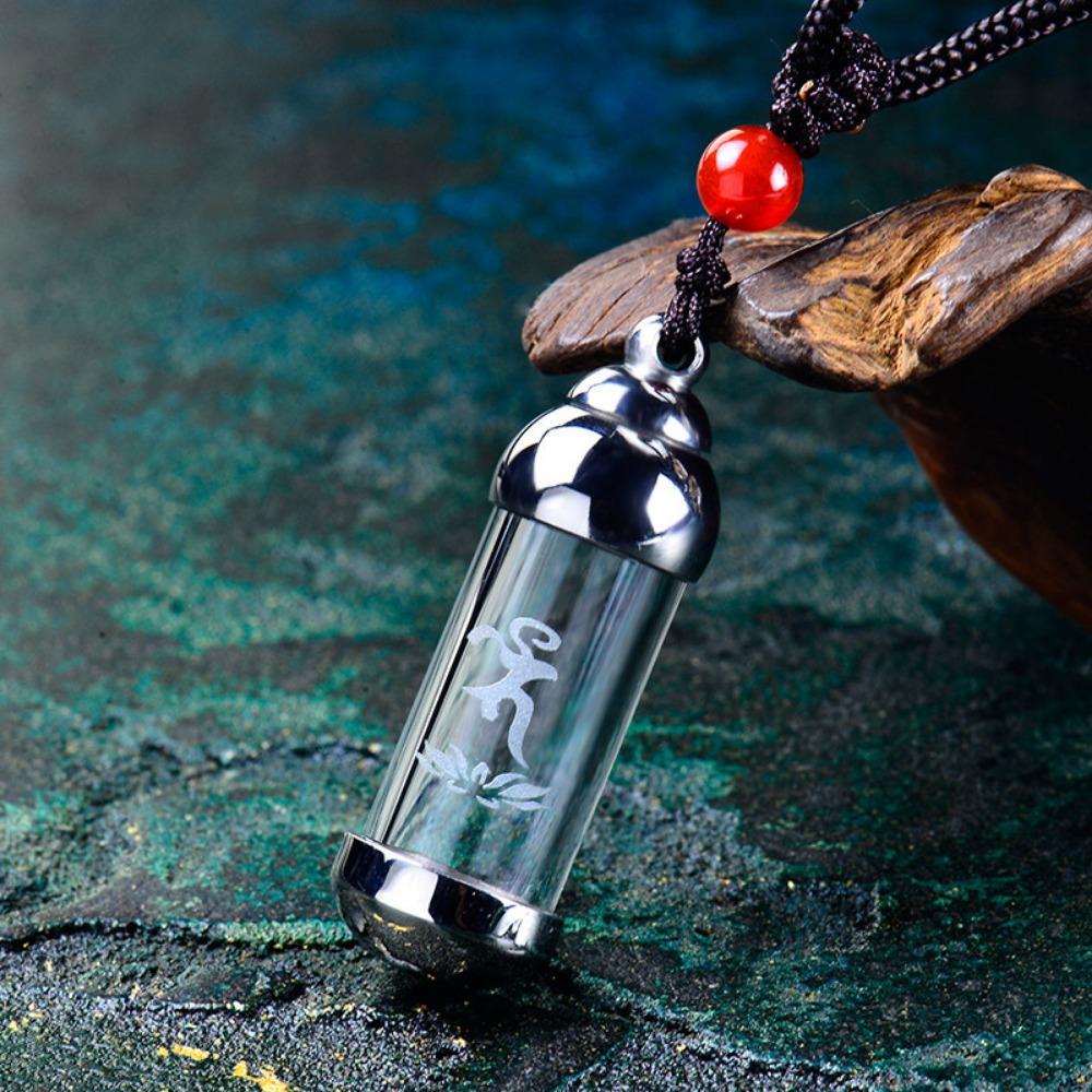 Glass Perfume Jars Cremation Pet Openable Glass Wishing Bottle Memorial Ash Bottle Vial Necklace