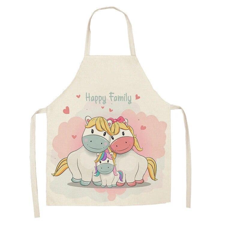 Кухонный фартук с мультяшным единорогом и музыкальным принтом, хлопковый льняной фартук без рукавов для мужчин и женщин, бытовые чистящие средства