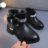 Children's Shoes Girl Mid Length Warm Leather Boots Baby Bow Cute Cotton Shoes Plush Winter Student Two Cotton Boots Botines