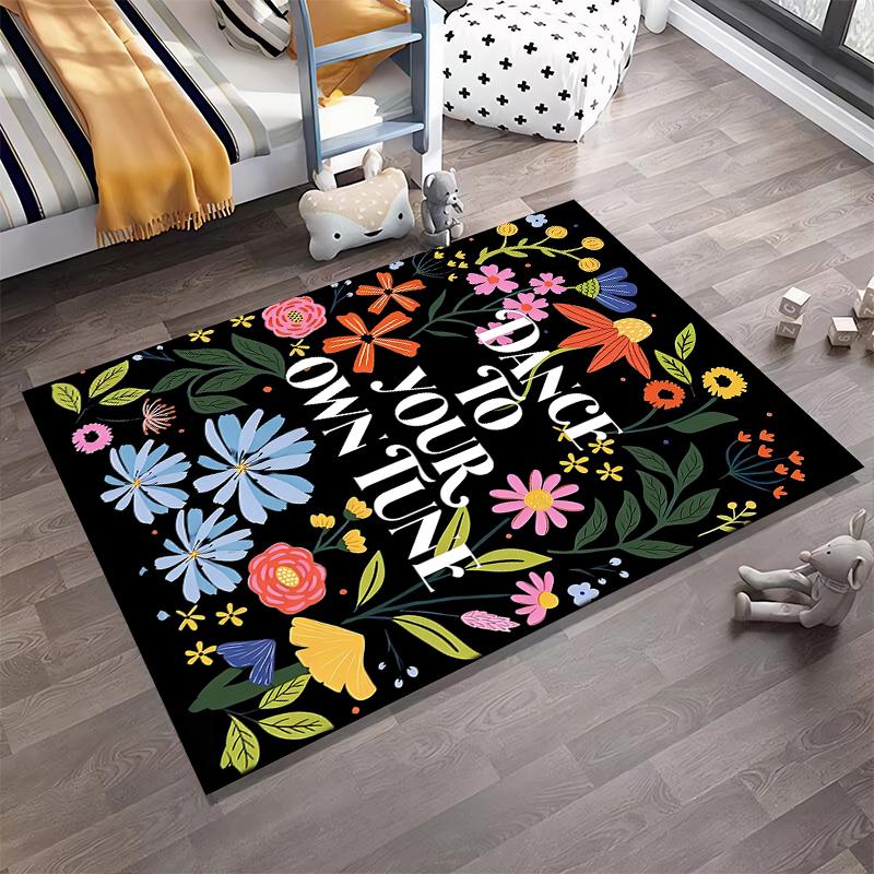 "Dance to Your Own Tune Floral Carpet with Vibrant Flower Design" Suitable for use as an anti-slip for living room bedroom sofas