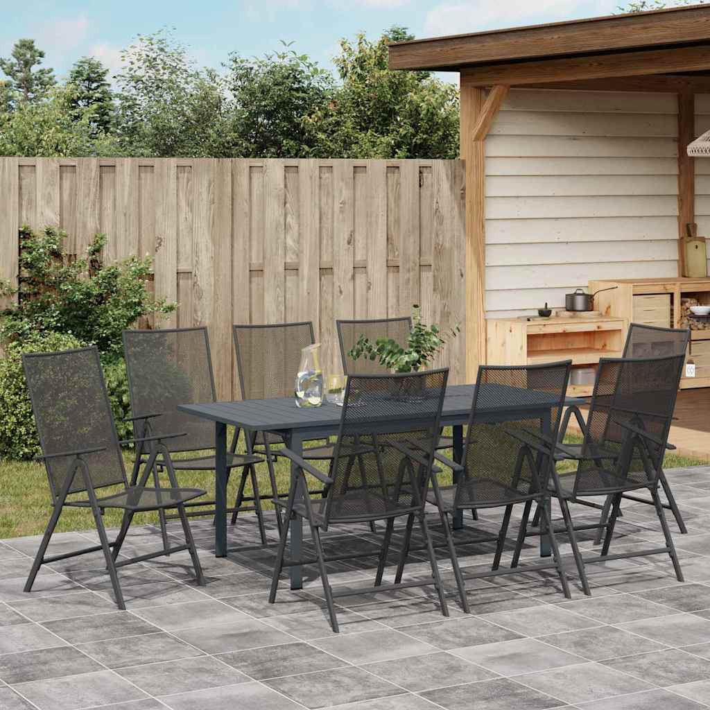 Garden Dining Set 9 pcs Anthracite Powder Coated Steel