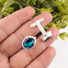 Apatite Gemstone 925 Sterling Silver Handmade Gift Jewelry Men Cufflinks 0.59" CL-2-8