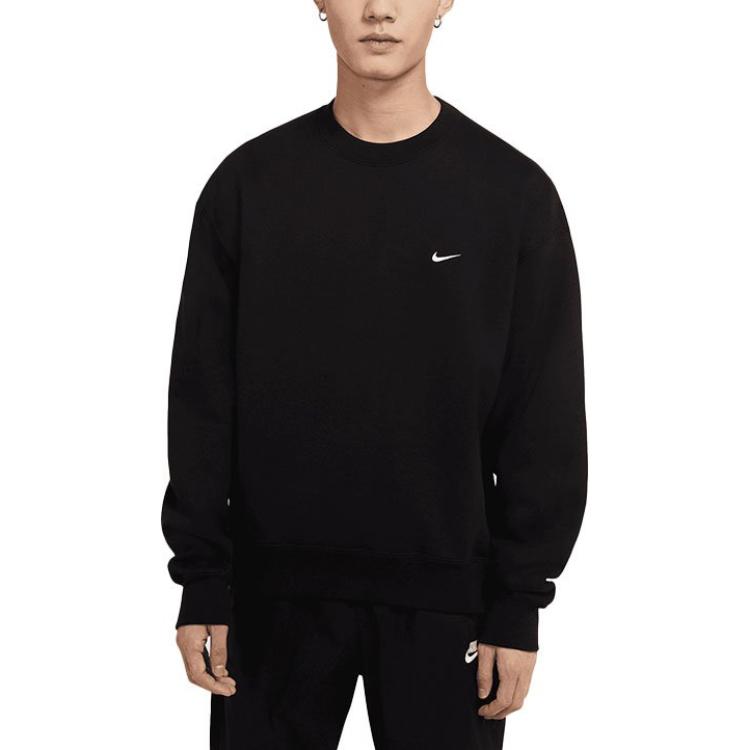 Nike Флисовая толстовка с длинными рукавами и вышитым логотипом Solo Swoosh, топы унисекс, черный CV0554-010
