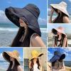 Женская рыбацкая шляпа с большими полями, защита от солнца, анти-УФ-складная, однотонная, ветрозащитная, с ремешком, термостойкая виниловая кепка для путешествий, пляжа, улицы
